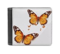 LZQPOEAS Orange Butterfly Wallet Extra Capacity Slim Bifold Wallet with Multiple Card Slots Men's Leather Wallets Travel Billfold