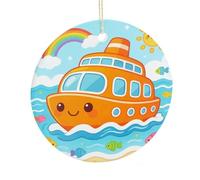 LZQPOEAS Orange Cruise Round Ceramic Pendant Hanging Festival Ornament, Personalized Double Sided Ceramic Home Decor, Lightweight Durable Hanging Ornament Gift for Home, Party, Women Men