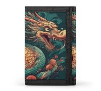 LZQPOEAS Oriental Dragon Pattern Trifold Wallet for Men Slim Minimalist Front Pocket Modern Fashion Wallet Extra Capacity Credit Card Holder Cards Purse