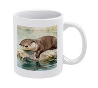 LZQPOEAS Otterly Exhausted White Mug Ceramic Coffee Mug 20oz Classic Ceramic Cup for Coffee Tea Latte Cappuccino, Microwave Dishwasher SafeSmooth Surface Mug for Home Office Kitchen