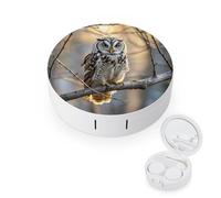 LZQPOEAS Owl on A Branch Contact Lens Case Leak-proof Portable Travel Size Cute Contact Lenses Case Mini Contact Lens Soak Storage Kit with Mirror Daily Vision Care And Outdoor Use