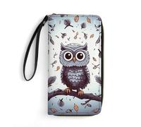 LZQPOEAS Owl Tree Branches Clutch Wallet, Small Exquisite PU Leather Long Purse Gift for Friends, Zipper Coin Pocket with Patterns, Wristlet Bag for Daily Use