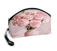 LZQPOEAS Pale Pink Makeup Bag Large Capacity Travel Cosmetic Bag for Women, Waterproof PU Leather, Flat Open Portable Toiletry Bag for Skincare Travel Essentials