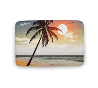 LZQPOEAS Palm Tree on Beach Floor Mat 15.7" x23.6 Stylish Multifunctional Coral Fleece Rugs Soft Super Absorbent Patterned Thick Bath Mats for Bathroom Floor,Dressing Table, Home Decor Accessories