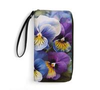 LZQPOEAS Pansy Perfection Clutch Wallet, Small Exquisite PU Leather Long Purse Gift for Friends, Zipper Coin Pocket with Patterns, Wristlet Bag for Daily Use