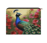 LZQPOEAS Peacock Flowers Makeup Bag Large Capacity Cosmetic Bag for Women Multi-Function Small Zipper Pouch Portable Travel Toiletry Bags Personalized Makeup Bags for Purse
