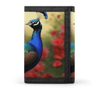 LZQPOEAS Peacock Flowers Wallet Ultra Slim Minimalist Trifold Wallet Men Wallets Credit Card Holder Sl illfold
