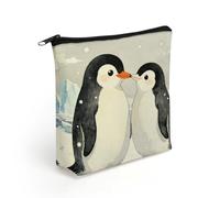 LZQPOEAS Penguins' Winter Whispers Makeup Bag Cute Zippered Cosmetic Pouch Travel Toiletry Organizer Waterproof Cosmetic Pouch Portable Toiletry Pouch Gift for Mom Teacher Friends