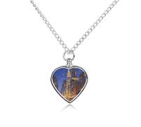 LZQPOEAS Personalized Pet Urn Necklace for Dog Cat Heart Ashes Necklace | City Night View Pet Cremation Jewelry for Ashes Photo Custom Cremation Jewelry with Funnel for Pet Loss Gift