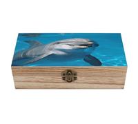 LZQPOEAS Personalized Wooden Keepsake Box Dolphin with A Smile Wooden Box with Hinged Lid Large Decorative Storage Boxes Exquisite Memory Boxes for Photos, Trinket Letters Jewelry