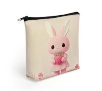LZQPOEAS Pink Bunny Makeup Bag Cute Zippered Cosmetic Pouch Travel Toiletry Organizer Waterproof Cosmetic Pouch Portable Toiletry Pouch Gift for Mom Teacher Friends