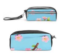 LZQPOEAS Pink Floral Slim Single Piece Design Makeup Bag Multi-purpose Single Piece Cosmetic Pouch Small Cosmetic Pouch Lightweight Travel Small Cosmetic Bag