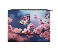 LZQPOEAS Pink Flowers Butterflies Makeup Bag Large Capacity Cosmetic Bag for Women Multi-Function Small Zipper Pouch Portable Travel Toiletry Bags Personalized Makeup Bags for Purse