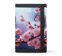 LZQPOEAS Pink Flowers Butterflies Wallet Ultra Slim Minimalist Trifold Wallet Men Wallets Credit Card Holder Sl illfold