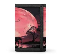 LZQPOEAS Pink Moon Elephant Trifold Wallet for Men Slim Minimalist Front Pocket Modern Fashion Wallet Extra Capacity Credit Card Holder Cards Purse