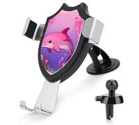 LZQPOEAS Pink Sea Creatures Flowers Car Phone Mount Universal Cell Phone Holder for Dashboard Windshield Air Vent, Rotatable Adjustable Automobile Cradle, Compatible with All 4-6 Inch Smartphone