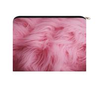 LZQPOEAS Pink Velvet Furry Textured Pattern Makeup Bag Large Capacity Cosmetic Bag for Women Multi-Function Small Zipper Pouch Portable Travel Toiletry Bags Personalized Makeup Bags for Purse