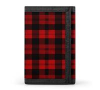 LZQPOEAS Plaid Red And Black Wallet Ultra Slim Minimalist Trifold Wallet Men Wallets Credit Card Holder Sl illfold