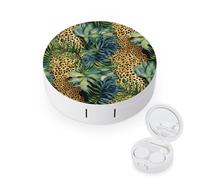 LZQPOEAS Print Animal Leopard Print Jungle Contact Lens Case,Compact Portable Circle Contacts Lenses Case with Mirror Tweezers Contacts Lenses Container for Travel Daily Life