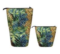 LZQPOEAS Print animal leopard print jungle Pencil Case Telescopic Pen Pouch Standing Pencil Bag Pop Up Pencil Holder With Zipper Travel Coin Pouch Purse Portable Makeup Bag for Office Holiday Gift