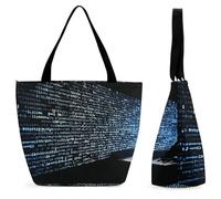 LZQPOEAS Programmer Programming Code Tote Bag for Women Lightweight Casual Shoulder Bag Reusable Grocery Shopping Bag Large Capacity Everyday Handbag for Travel Work Gym Office Daily Use