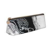 LZQPOEAS PU Leather Pencil Case for Women Men Pen Bag Zippered Pen Pouch Black and White Marble Pencil Bag Portable Makeup Bag Small Coin Pouch Pen Holder for Work & Office Supplies