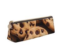 LZQPOEAS PU Leather Pencil Case for Women Men Pen Bag Zippered Pen Pouch Chocolate Chip Biscuits Pencil Bag Portable Makeup Bag Small Coin Pouch Pen Holder for Work & Office Supplies
