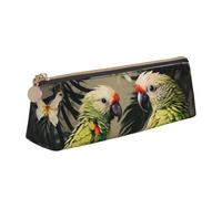 LZQPOEAS PU Leather Pencil Case for Women Men Pen Bag Zippered Pen Pouch Couple Parrots Olive Pencil Bag Portable Makeup Bag Small Coin Pouch Pen Holder for Work & Office Supplies