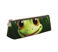 LZQPOEAS PU Leather Pencil Case for Women Men Pen Bag Zippered Pen Pouch cute frog Pencil Bag Portable Makeup Bag Small Coin Pouch Pen Holder for Work & Office Supplies