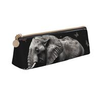LZQPOEAS PU Leather Pencil Case for Women Men Pen Bag Zippered Pen Pouch Elephant and Butterfly Pencil Bag Portable Makeup Bag Small Coin Pouch Pen Holder for Work & Office Supplies