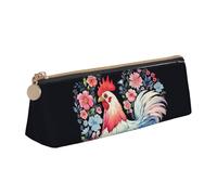 LZQPOEAS PU Leather Pencil Case for Women Men Pen Bag Zippered Pen Pouch Flower heart chicken Pencil Bag Portable Makeup Bag Small Coin Pouch Pen Holder for Work & Office Supplies