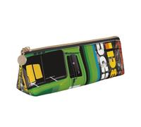 LZQPOEAS PU Leather Pencil Case for Women Men Pen Bag Zippered Pen Pouch I Love Garbage Trucks Pencil Bag Portable Makeup Bag Small Coin Pouch Pen Holder for Work & Office Supplies