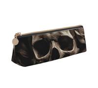 LZQPOEAS PU Leather Pencil Case for Women Men Pen Bag Zippered Pen Pouch Leather Rose Skull Pencil Bag Portable Makeup Bag Small Coin Pouch Pen Holder for Work & Office Supplies