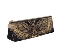 LZQPOEAS PU Leather Pencil Case for Women Men Pen Bag Zippered Pen Pouch Moth Pencil Bag Portable Makeup Bag Small Coin Pouch Pen Holder for Work & Office Supplies