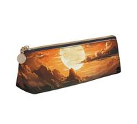 LZQPOEAS PU Leather Pencil Case for Women Men Pen Bag Zippered Pen Pouch Orange Sky Pencil Bag Portable Makeup Bag Small Coin Pouch Pen Holder for Work & Office Supplies