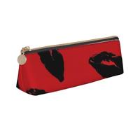 LZQPOEAS PU Leather Pencil Case for Women Men Pen Bag Zippered Pen Pouch Red and black lips Pencil Bag Portable Makeup Bag Small Coin Pouch Pen Holder for Work & Office Supplies