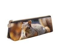 LZQPOEAS PU Leather Pencil Case for Women Men Pen Bag Zippered Pen Pouch Squirrel Just Laying Pencil Bag Portable Makeup Bag Small Coin Pouch Pen Holder for Work & Office Supplies
