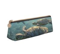 LZQPOEAS PU Leather Pencil Case for Women Men Pen Bag Zippered Pen Pouch Sunny Sea Turtle Pencil Bag Portable Makeup Bag Small Coin Pouch Pen Holder for Work & Office Supplies