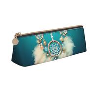 LZQPOEAS PU Leather Pencil Case for Women Men Pen Bag Zippered Pen Pouch White dream catcher feather Pencil Bag Portable Makeup Bag Small Coin Pouch Pen Holder for Work & Office Supplies