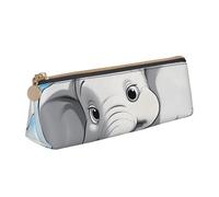 LZQPOEAS PU Leather Pencil Case for Women Men Pen Bag Zippered Pen Pouch White Elephant Pencil Bag Portable Makeup Bag Small Coin Pouch Pen Holder for Work & Office Supplies