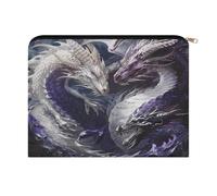 LZQPOEAS Purple And White Dragons Makeup Bag Large Capacity Cosmetic Bag for Women Multi-Function Small Zipper Pouch Portable Travel Toiletry Bags Personalized Makeup Bags for Purse
