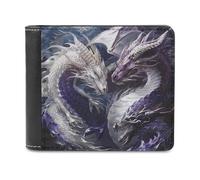 LZQPOEAS Purple And White Dragons Wallet Extra Capacity Slim Bifold Wallet with Multiple Card Slots Men's Leather Wallets Travel Billfold