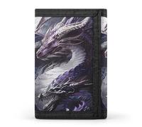 LZQPOEAS Purple And White Dragons Wallet Ultra Slim Minimalist Trifold Wallet Men Wallets Credit Card Holder Sl illfold