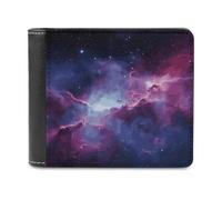 LZQPOEAS Purple&Blue Galaxy Wallet Extra Capacity Slim Bifold Wallet with Multiple Card Slots Men's Leather Wallets Travel Billfold