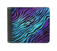 LZQPOEAS Purple Blue Green Camouflage Zebra Stripes Bifold Wallet for Women Men Slim Wallet Small Billfold Minimalist Front Pocket Thin PU Leather Card Holder