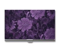LZQPOEAS Purple Business Card Holder, Personalized Metal Name Card Case, Portable Pocket Card Organizer with Buckle Closure, Professional Business Card Container for Office