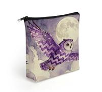 LZQPOEAS Purple - Chevron Owl Makeup Bag Cute Zippered Cosmetic Pouch Travel Toiletry Organizer Waterproof Cosmetic Pouch Portable Toiletry Pouch Gift for Mom Teacher Friends
