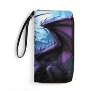 LZQPOEAS Purple Dragon Purple Moon Clutch Wallet, Small Exquisite PU Leather Long Purse Gift for Friends, Zipper Coin Pocket with Patterns, Wristlet Bag for Daily Use
