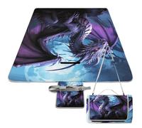 LZQPOEAS Purple Dragon Purple Moon Picnic Blanket Outdoor, Square Foldable Lightweight Waterproof Beach Mat (58.3" X 58.3"), Portable Travel Rug for Beach, Camping, Lawn, Parks & Family Picnics