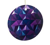 LZQPOEAS Purple Geometric Round Ceramic Pendant Hanging Festival Ornament, Personalized Double Sided Ceramic Home Decor, Lightweight Durable Hanging Ornament Gift for Home, Party, Women Men